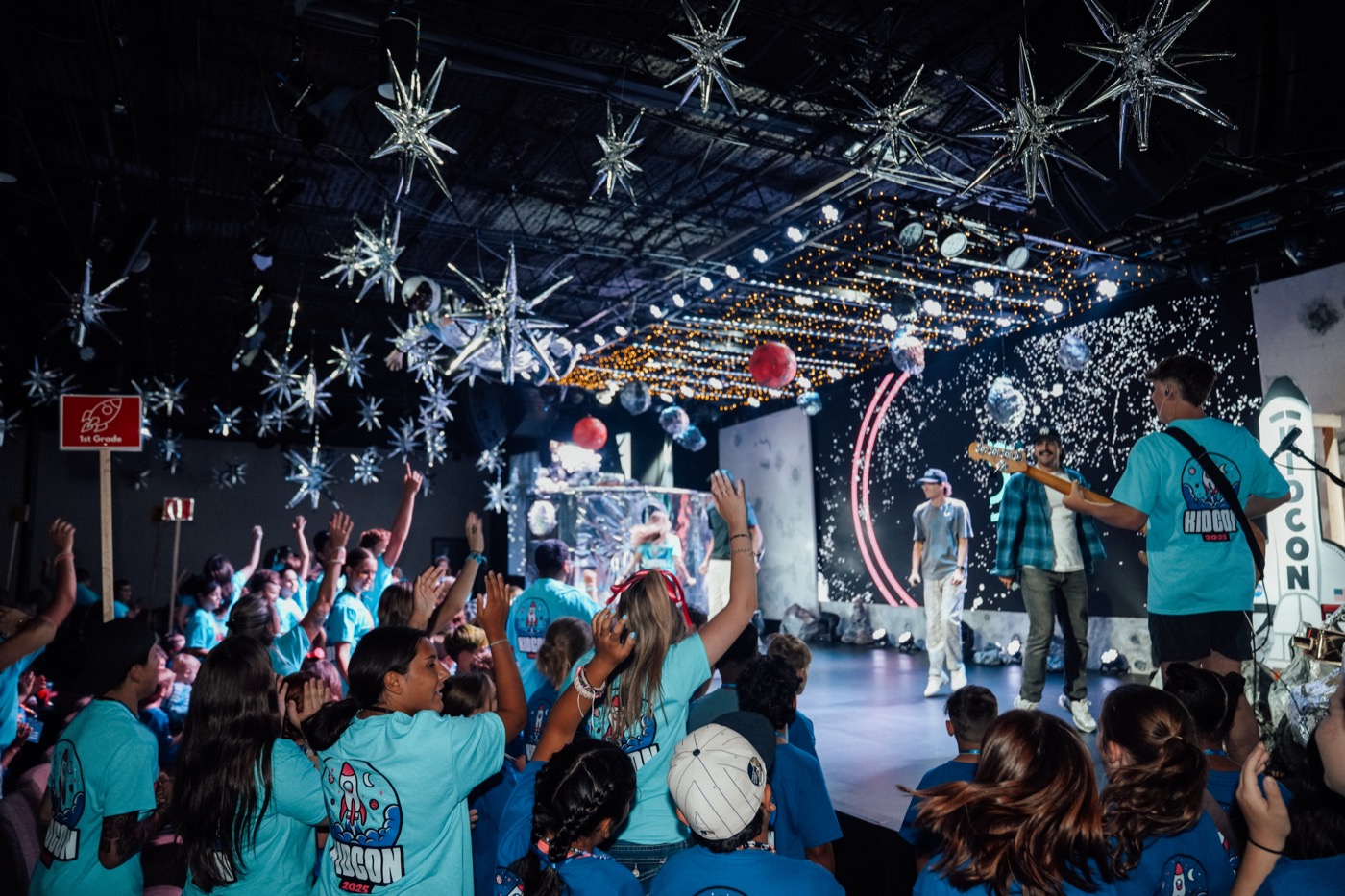 KidCon worship night with Mario-themed stage
